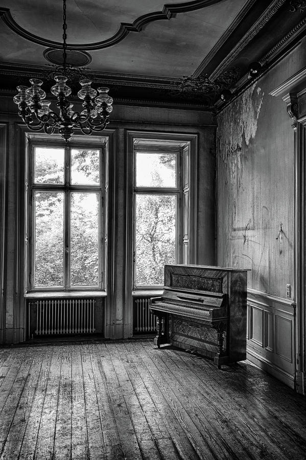 Lost glory music - abandoned building BW Photograph by Dirk Ercken