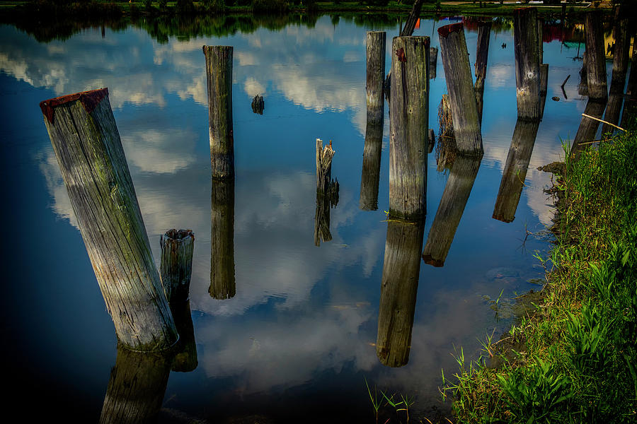 New Orleans Photograph - Old Pilings Reflections NOLA DSC05423 by Greg Kluempers