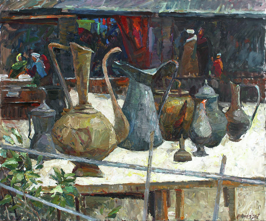 Old pitchers Painting by Juliya Zhukova