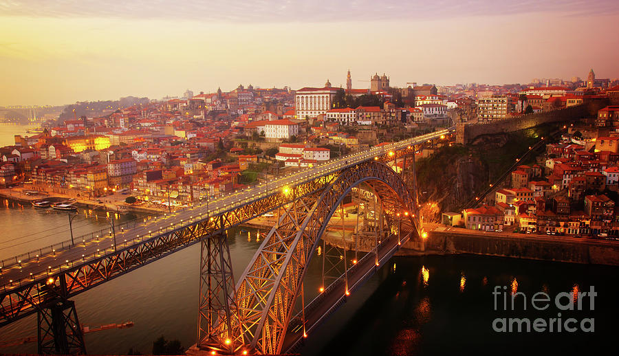 old Porto at  Pink Sunset, Portugal Photograph by Anastasy Yarmolovich