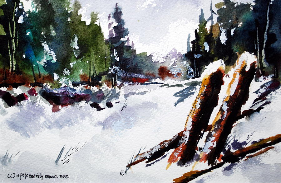 Old Posts in Snow Painting by Wilfred McOstrich