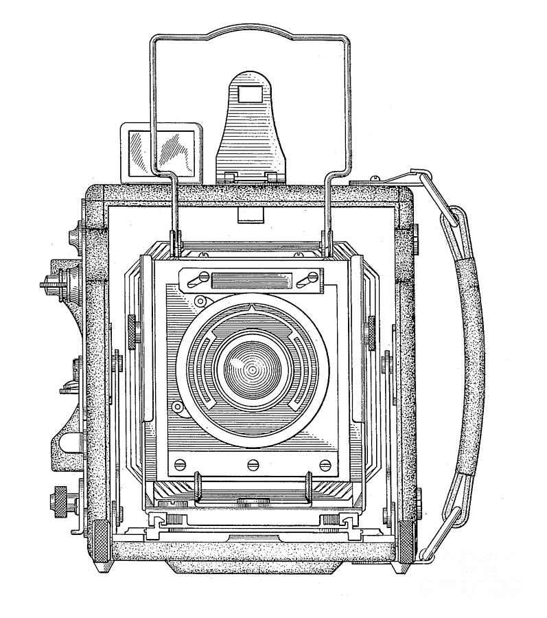Camera Digital Art - Old Press Camera T-shirt by Edward Fielding