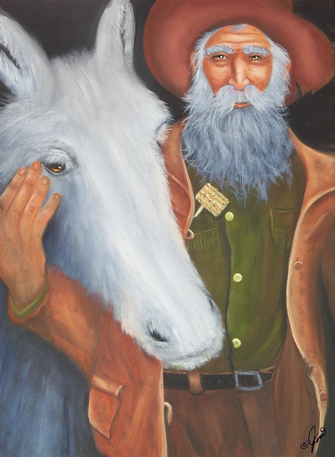Old Prospector and Friend Painting by Joni McPherson