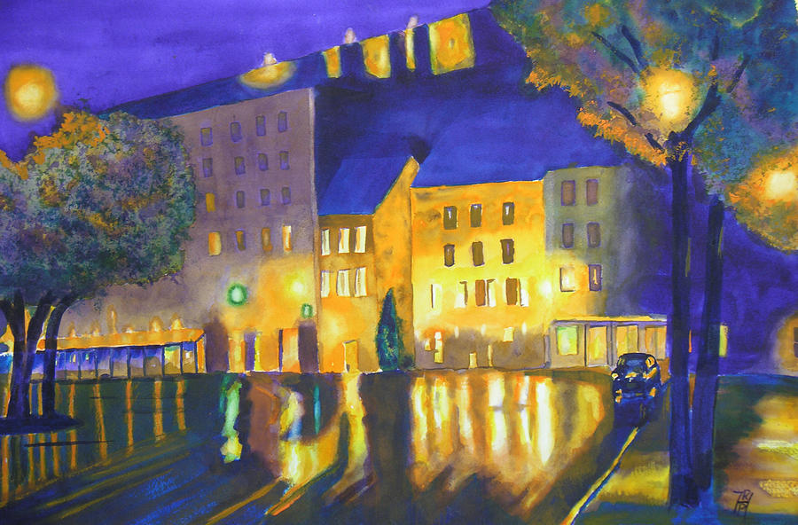 Old Quebec-Reflections St Patricks Sq Painting by Robert P Hedden