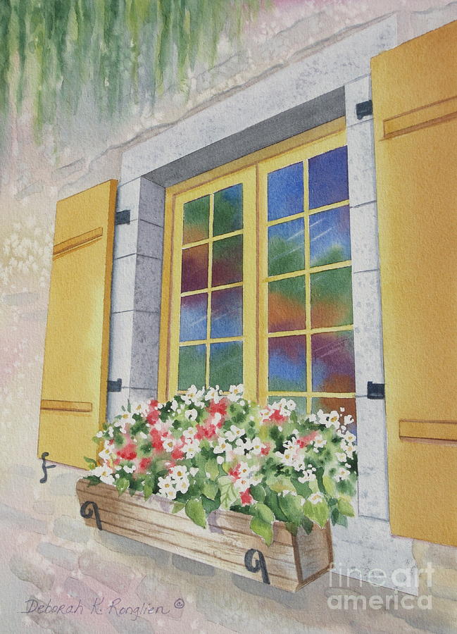 Old Quebec Window Painting by Deborah Ronglien