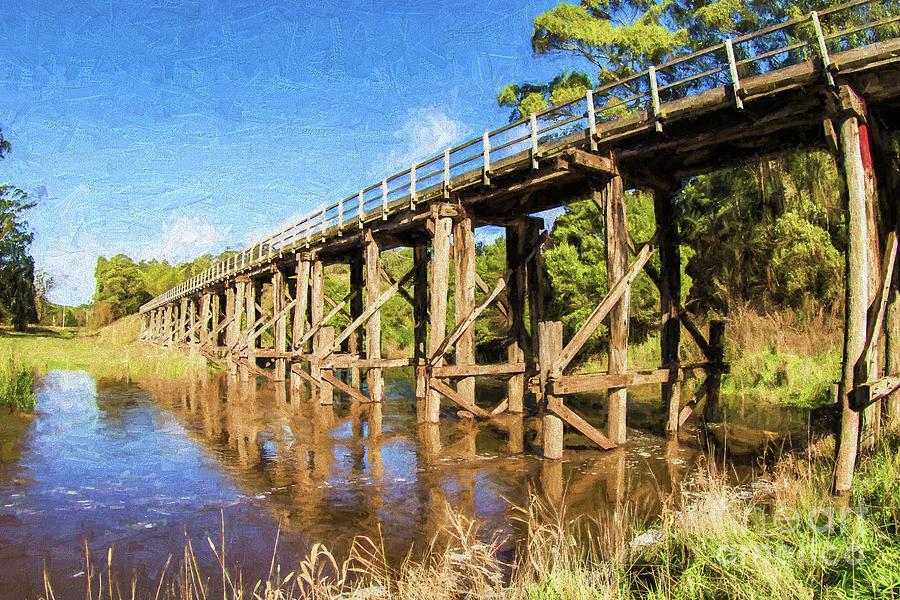 Old railway bridge, Curdies River, Victoria, Australia Digital Art by Howard Ferrier