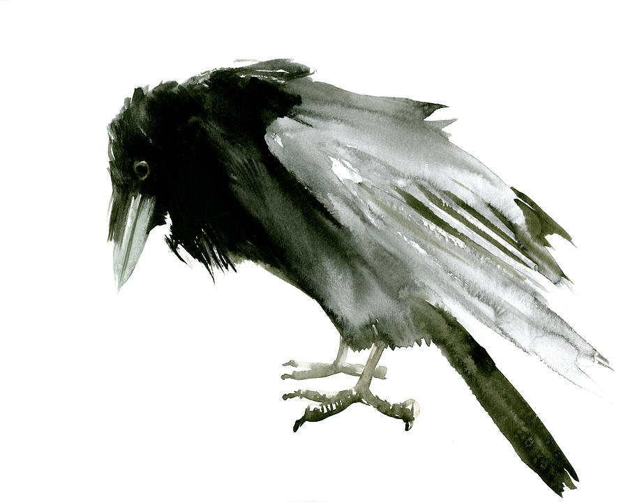 Old Raven Painting by Suren Nersisyan