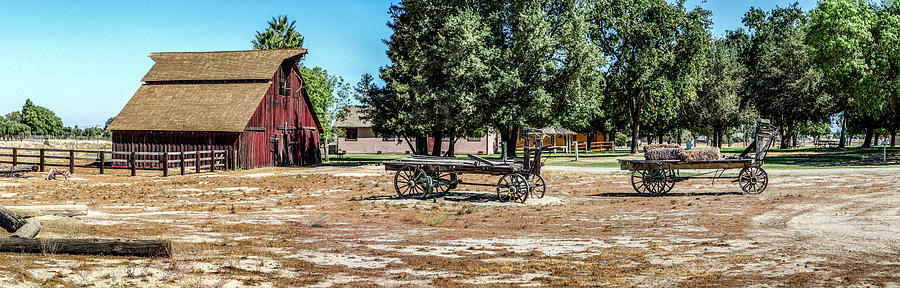 Old Red Barn and Wagons - Panorama Photograph by Gene Parks