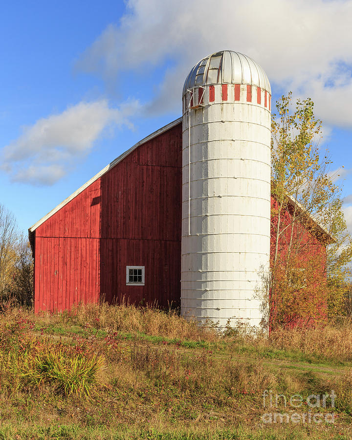 Old Red Barn and White Silo Stowe Vermont Photograph by Edward Fielding