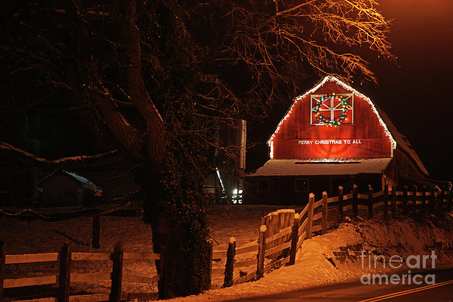 Old Red Barn at Night Photograph by Randy Harris