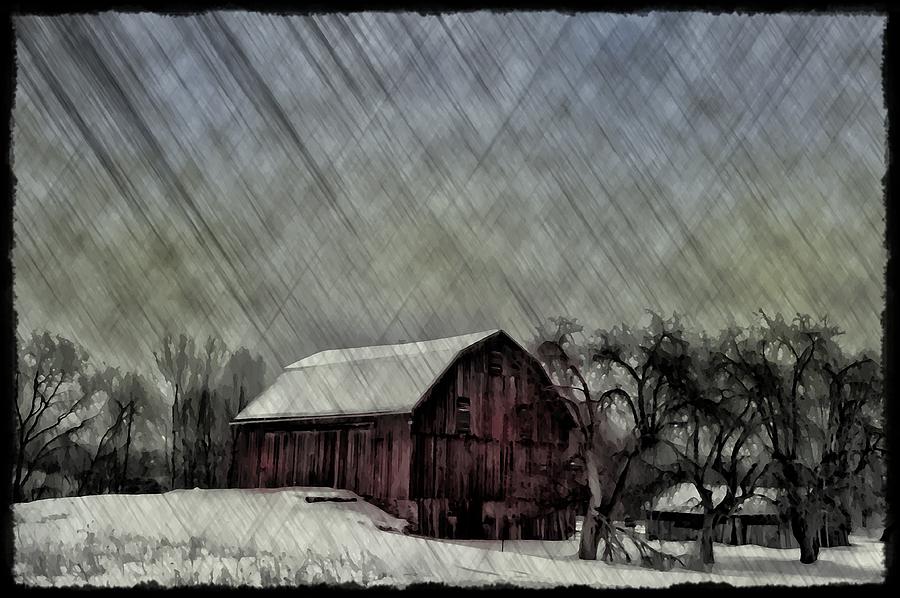 Old Red Barn in Winter Photograph by Bill Cannon