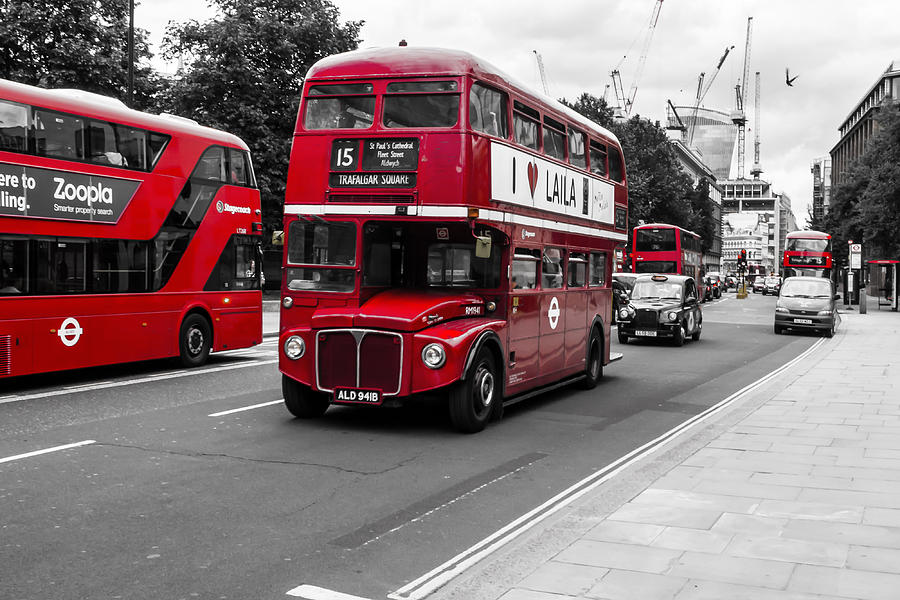 Old Red Bus Bw Photograph by Jacek Wojnarowski