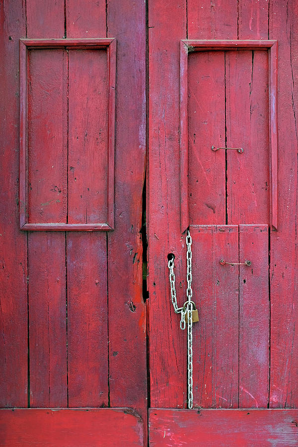 Old Red Door Detail Photograph by Carlos Caetano