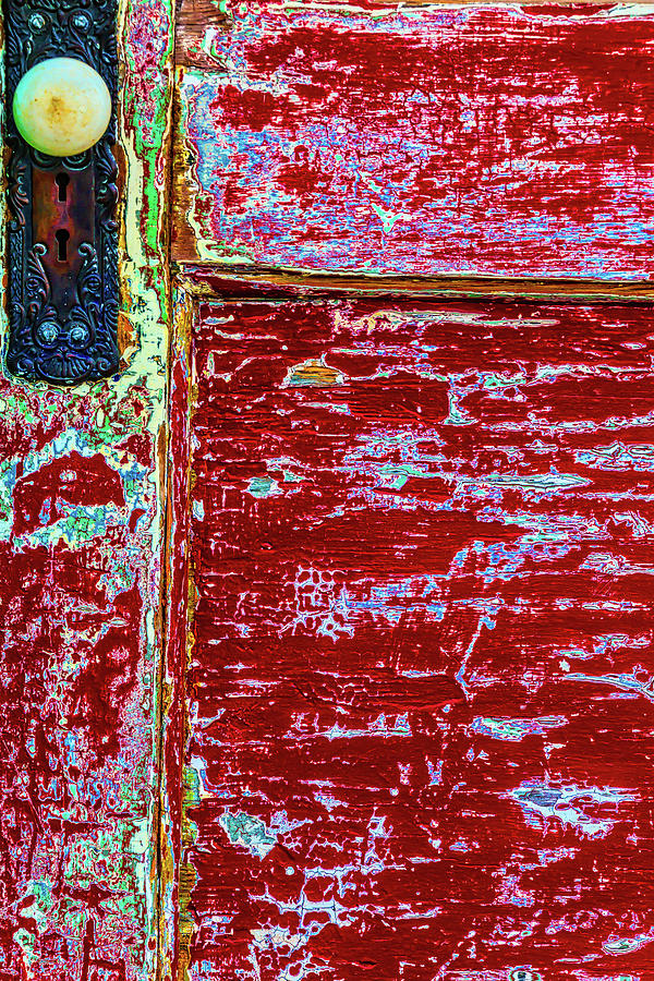 Old Red Door With Door Knob Photograph by Garry Gay