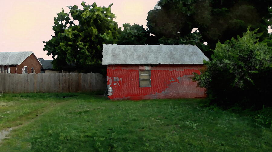 Old Red House in Shantytown Mixed Media by Shelli Fitzpatrick