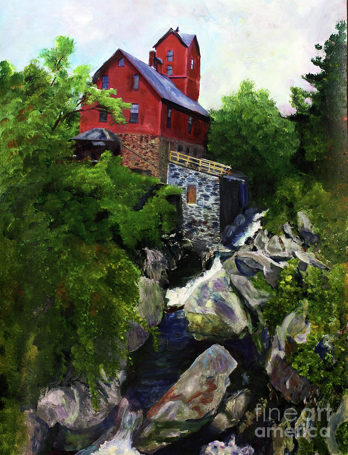 Old Red Mill in Jericho VT Painting by Donna Walsh