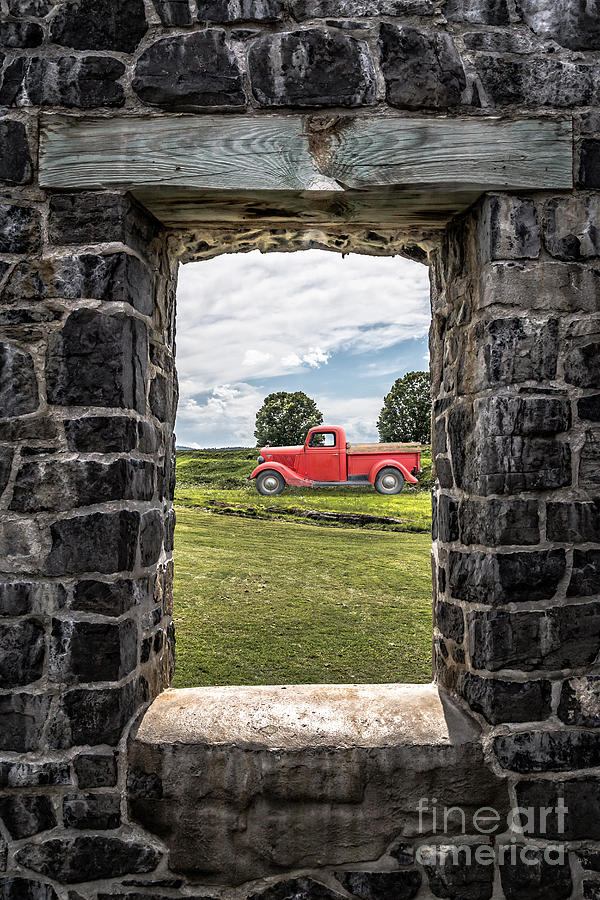 Fantasy Photograph - Old Red Pickup Truck by Edward Fielding