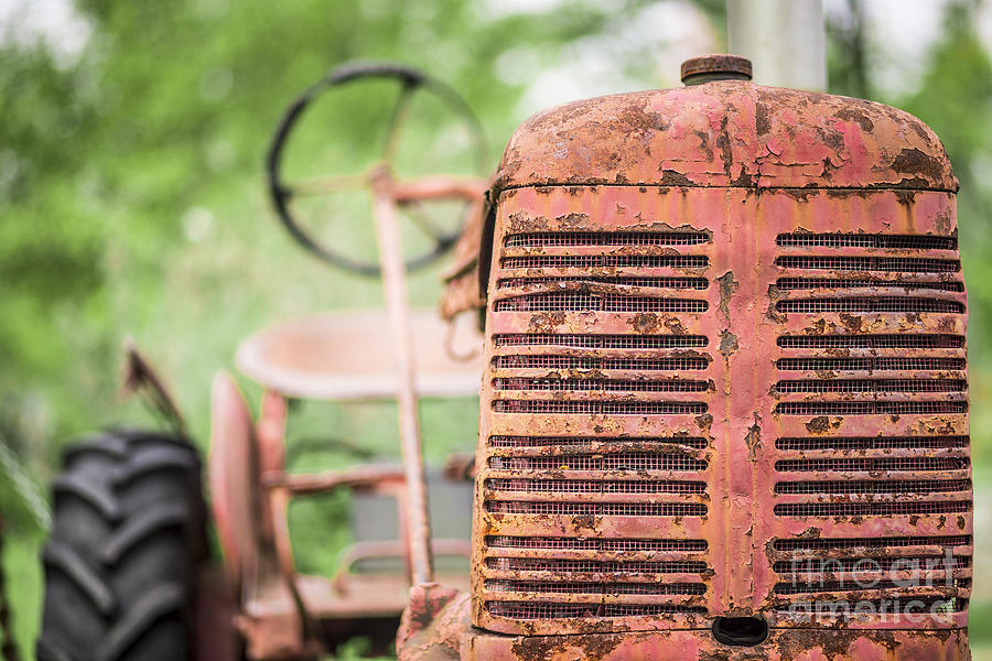 Fall Photograph - Old Red Tractor by Edward Fielding