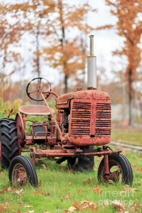 Old Red Tractor Quechee Vermont Fall Photograph by Edward Fielding