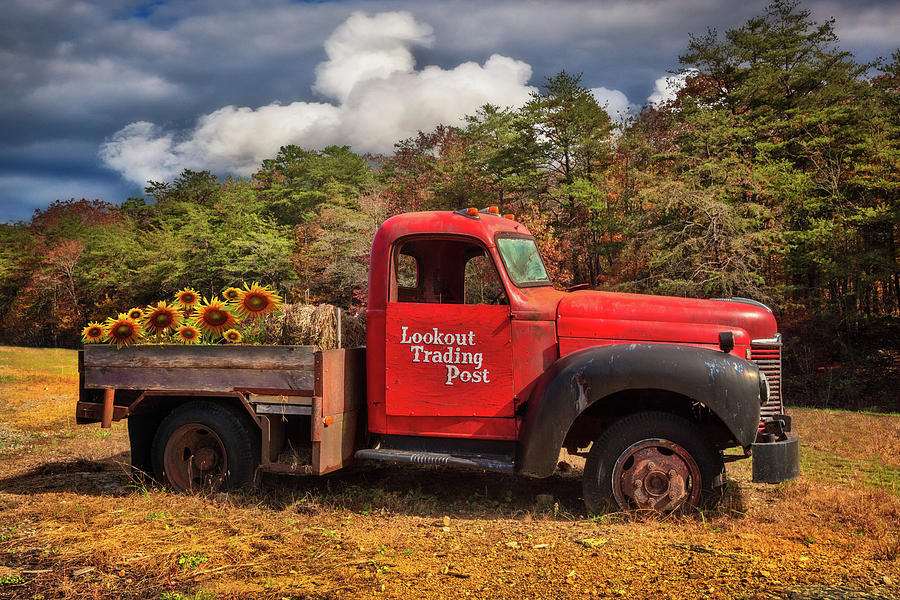 Old Red Truck on the Farm Photograph by Debra and Dave Vanderlaan