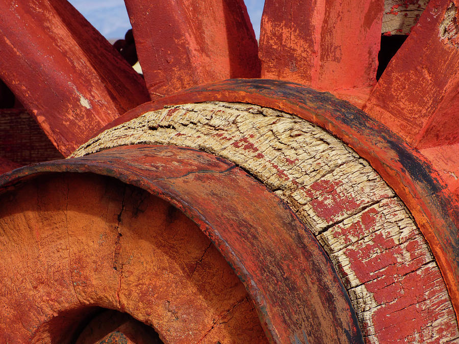 Old Red Wagon Wheel Photograph by Marcia Socolik