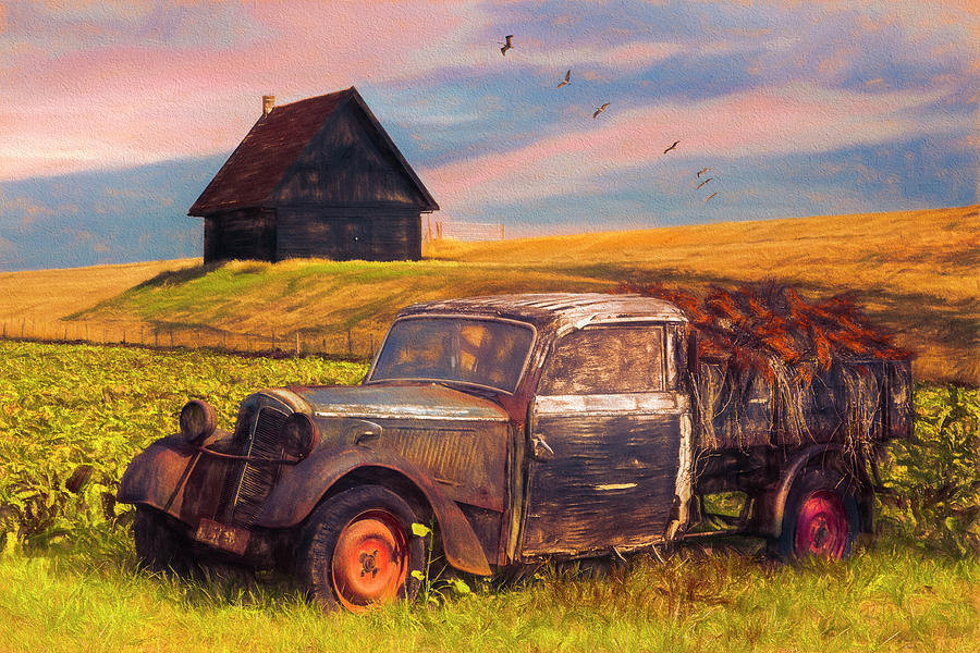 Old Retired Rusty in Autumn Painting Photograph by Debra and Dave Vanderlaan