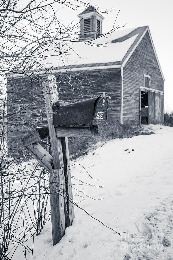 Old Rural Mailbox in front of an old barn Photograph by Edward Fielding