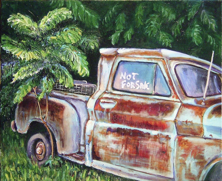 Tree Painting - Old Rusted Chevy by Rachel Cotton
