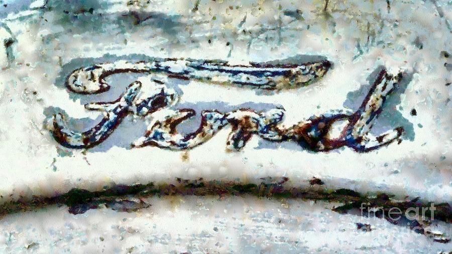 Old rusted Ford emblem whitewashed tractor Photograph by Janine Riley