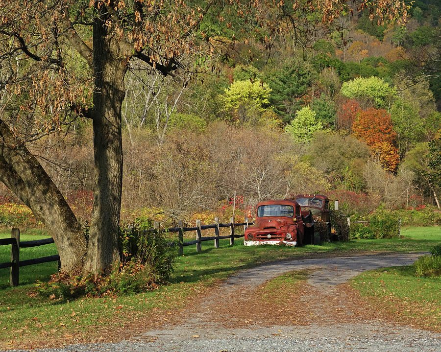 Old Rusted Trucks Bethel Vermont VT New England Foliage Aurumn Photograph by Toby McGuire