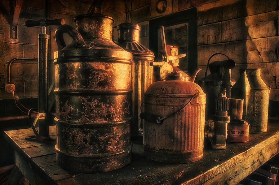 Tool Photograph - Old Rustic Cans by Thomas Woolworth