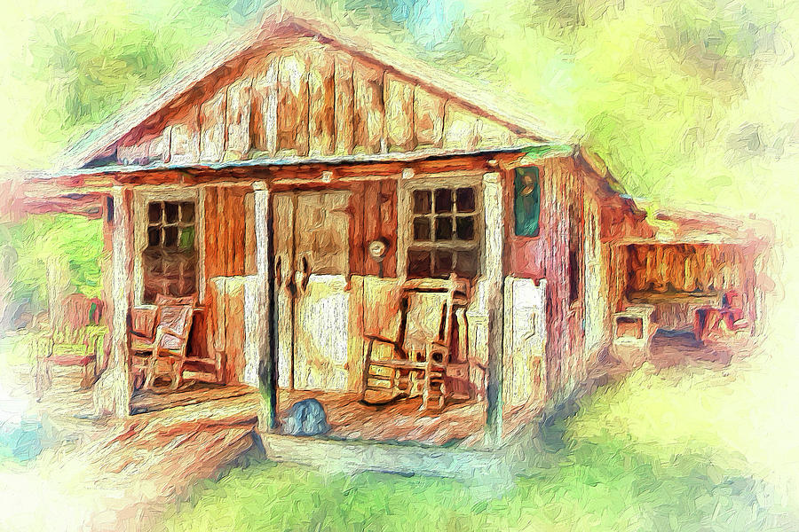 Old Rustic House in the Mountains AP Painting by Dan Carmichael