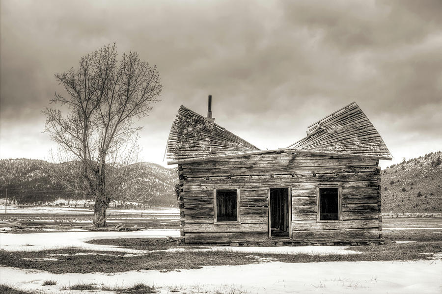 Old Rustic Log Cabin in the Snow Photograph by Dustin K Ryan
