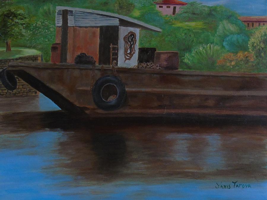 Old Rusty Barge Painting by Janis  Tafoya
