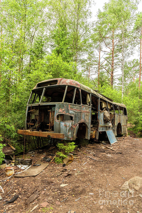 Old Rusty Bus in Car Graveyard Photograph by Antony McAulay