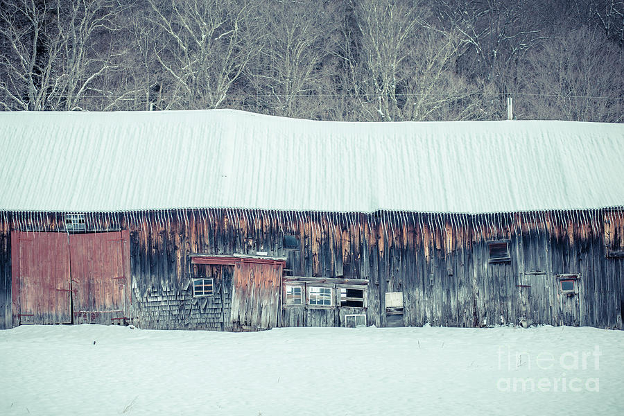 Old sagging barn in winter Photograph by Edward Fielding