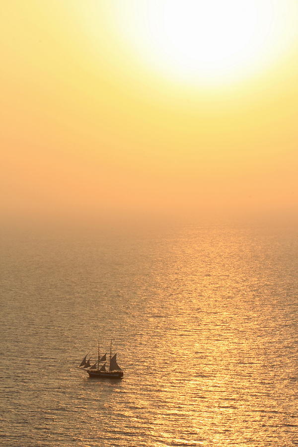 Old sailing boat at sunset Photograph by Elenarts - Elena Duvernay photo