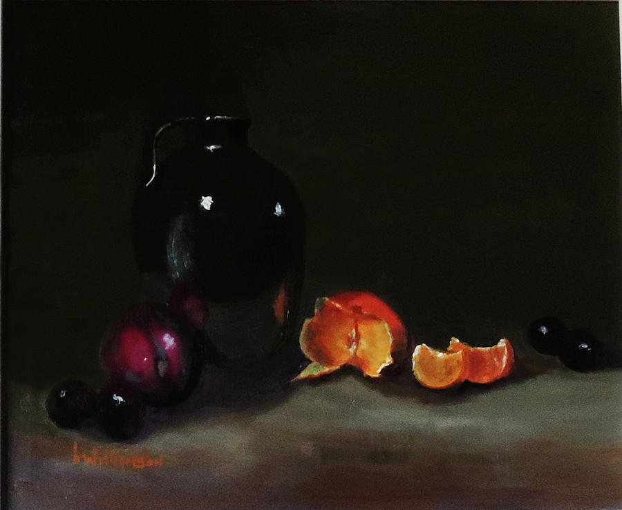 Old Sake jug and fruit Painting by Barry Williamson - Fine Art America