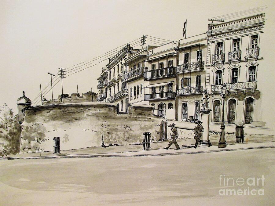 Old San Juan Drawing by Olga Silverman