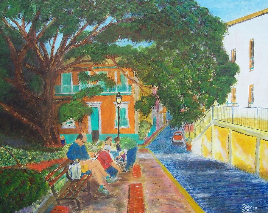 Old San Juan Street Scene Painting by Tony Rodriguez