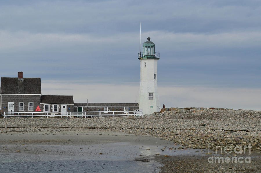 Old Scituate Light on a Cloudy Day Photograph by DejaVu Designs
