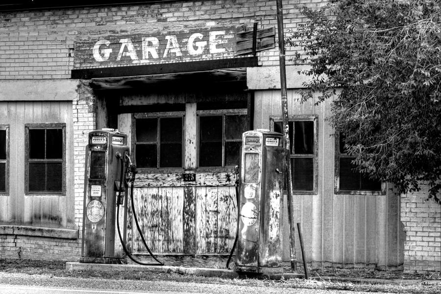 Old Service Station Black and White Photograph by Brett Pelletier