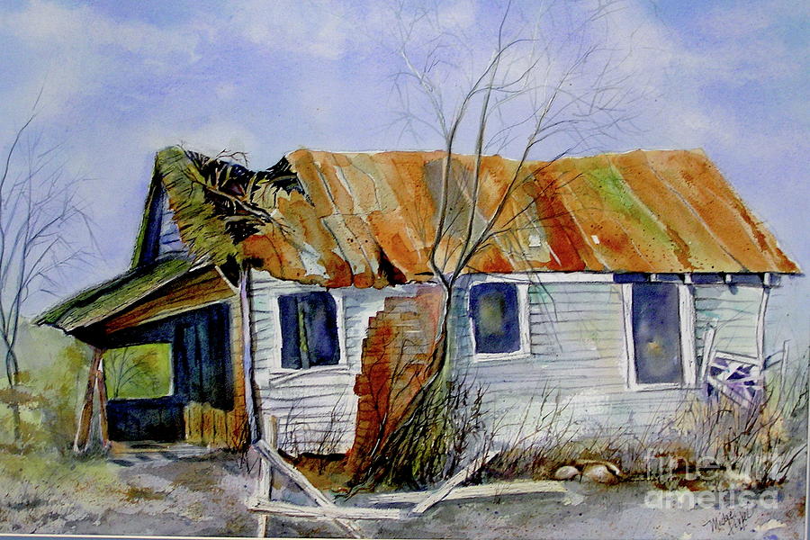 Old Shack On Manatee Painting by Midge Pippel