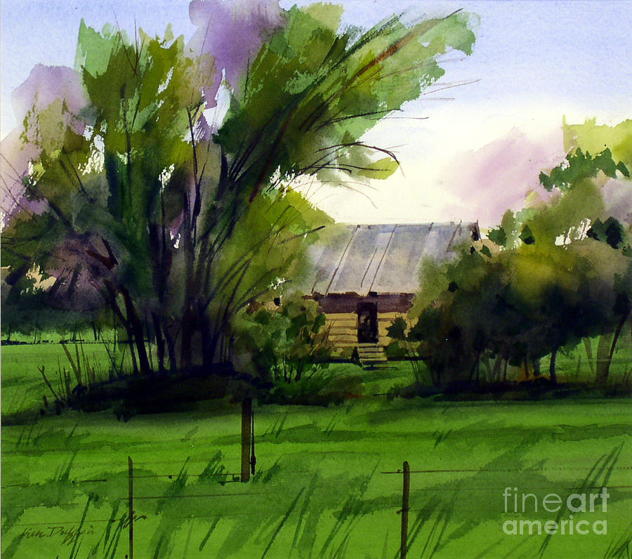 Old shack through trees Painting by Ken Duffin - Fine Art America