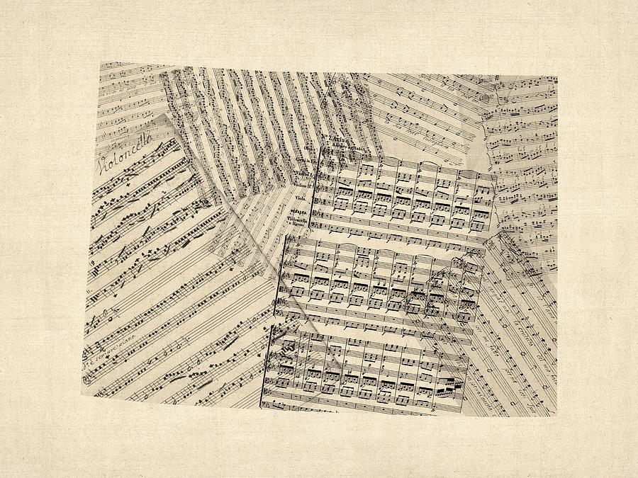 Old Sheet Music Map of Colorado Digital Art by Michael Tompsett