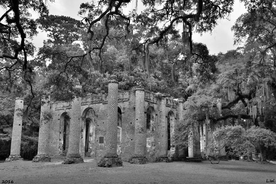 Old Sheldon Church Ruins Black And White 2 Photograph by Lisa Wooten