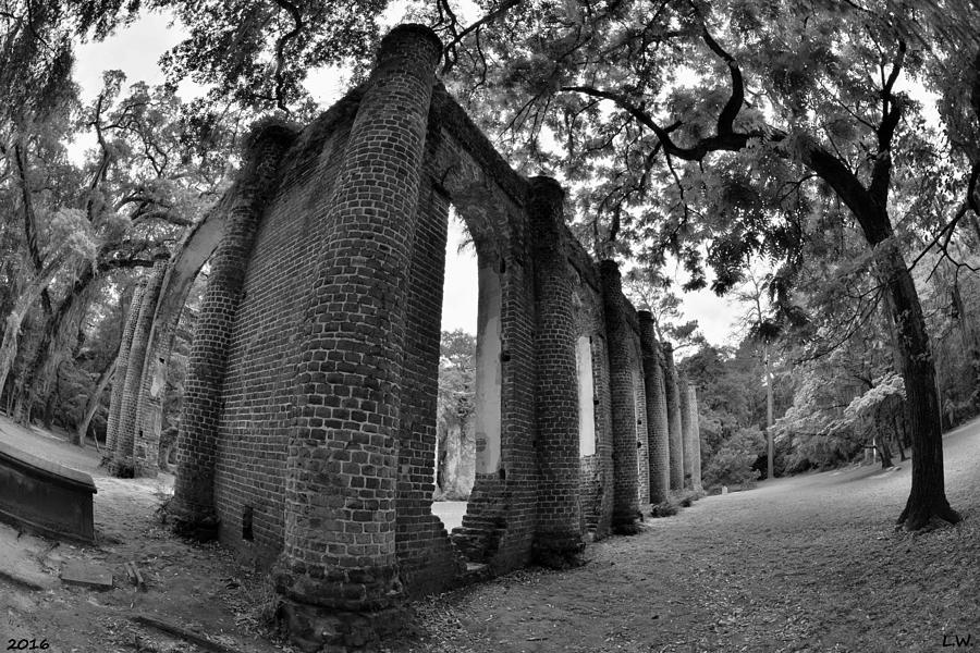 Old Sheldon Church Ruins Black And White 5 Photograph by Lisa Wooten
