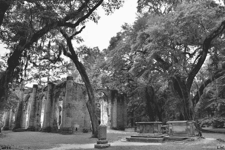 Old Sheldon Church Ruins Black And White Photograph by Lisa Wooten