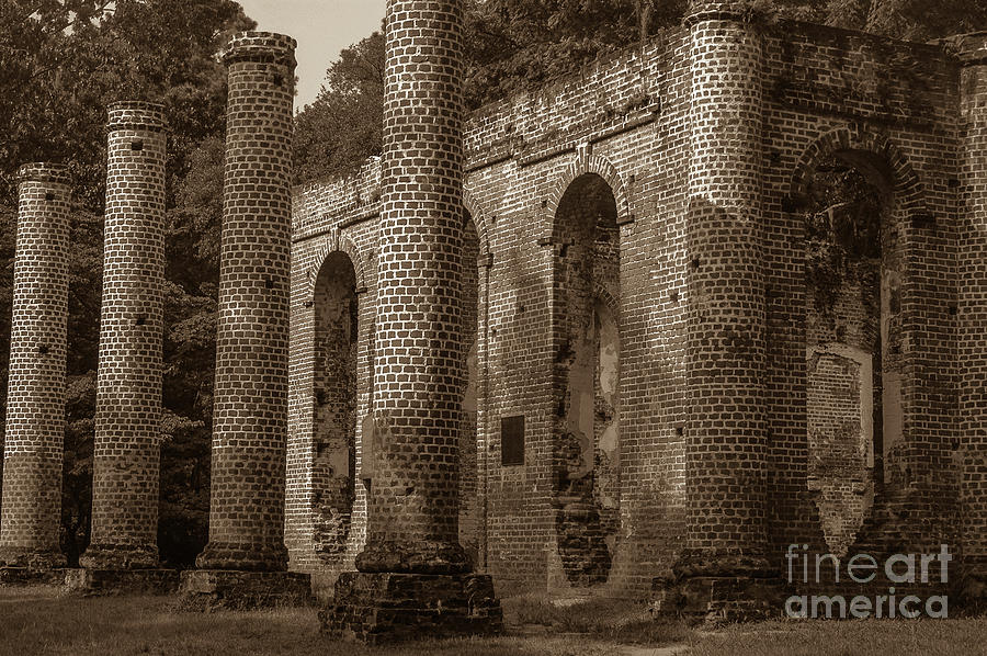 Old Sheldon Church Ruins Passage of Time Sepia Photograph by Dale Powell
