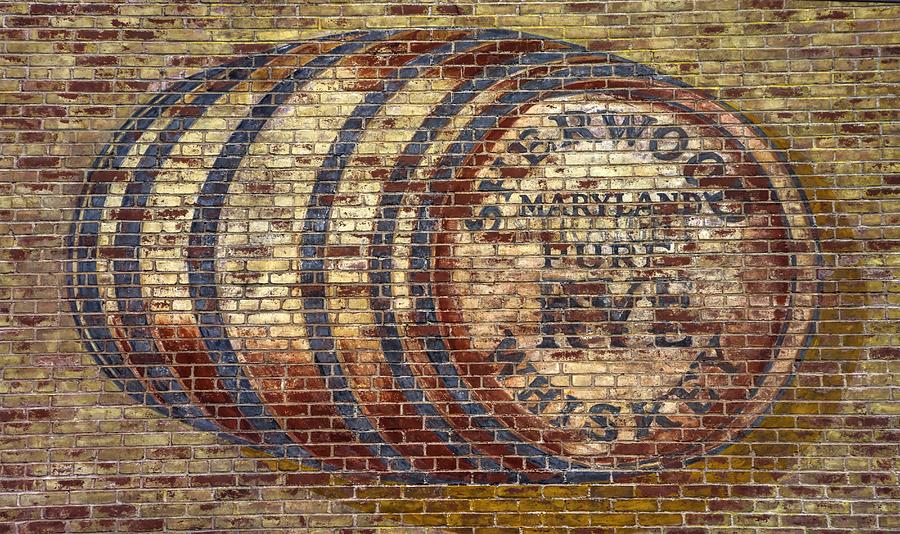 Old Sherwood Distillery Logo on Former Bonded Warehouse - Westminster Carroll County Maryland Photograph by Michael Mazaika